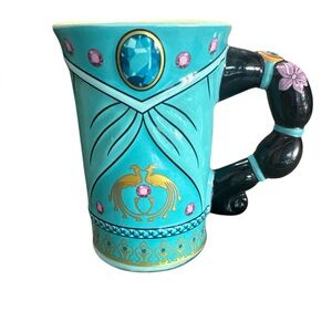 Disney Princess Jasmine Coffee Tea Mug Turquoise and Black Mug with Gem Accents
